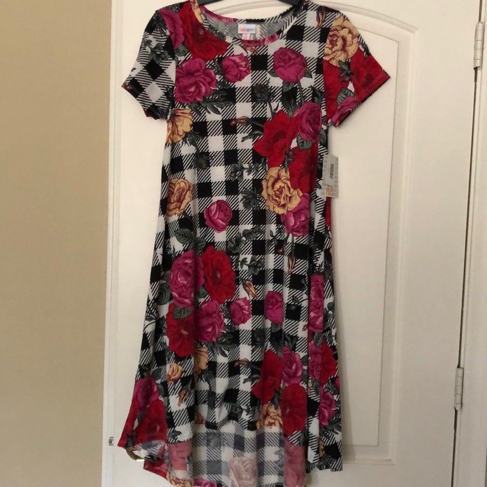 NWT Lularoe Floral Checkered Carly XS